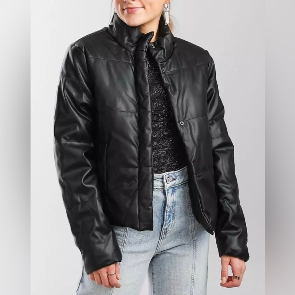 Ci Sono Faux Leather Puffer Jacket Size 3X